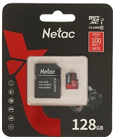 Память micro Secure Digital Card 128Gb class10 V30 UHS I U3 Netac / c адаптером SD /NT02P500PRO-128G-R/ 