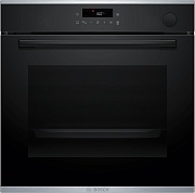 Духовой шкаф с добавлением пара Bosch HRG212BB3 (Serie4 / 71 л / до 275 °C / Черное стекло / Гриль / Съемные напр. / Сенсорное управление / A) Чёрный