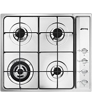 Поверхность газовая Smeg SR64S (Нерж.сталь / 4 конфорки / Эмалированные решетки / Электроподжиг / Газ контроль) нержавеющая сталь