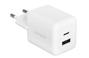 Сетевое зарядное устройство Ugreen X516, (USB/Type-C/3A/30W/PD/QC), Белое (65015) белый