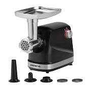 Мясорубка Polaris PMG 2582 (2500 Вт / 2.7 кг/мин / корпус - пластик / лоток - металл / реверс / 2 насадки / чёрный) 