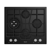 Поверхность газовая Hotpoint HGS 62FD/B (Чёрное стекло /чугун. решетки /4 конфорки(1,75/1,0/3/4 кВт) /WOK/ Flame Control / газконтр. / электропод.) чёрный
