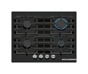 Поверхность газовая Bosch PPP6A6I40 (Serie6 / Чёрное стекло / чугун. решетки / 4 конфорки (1,75/1,0/1,75/3,0кВт) / электроподжиг/ газконтр.) Чёрный