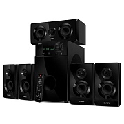Колонки 5.1 SVEN HT-210 / 125W / Питание 220В / Bluetooth / USB / SD / FM / ПДУ / Optical-in / Coaxial-in / Чёрный / Корпус - дерево (MDF) Черный матовый