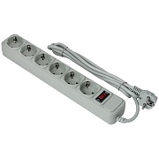 Сетевой фильтр ExeGate SP-6-5G (6 евророзетки с заземлением, 5м, защита от перегрузки, выключатель с подсветкой, серый) серый