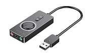 Внешняя звуковая карта Vention (CDRBB) usb 2.0 /3 порта Jack 3,5 Vention с регулятором громкости для наушников, для компьютера, ноутбука, пк серый