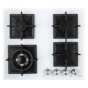 Поверхность газовая KRONA CALORE 60 WH (Белый / 4 конфорки /1,7 кВт / 2,6 кВт / 3,8 кВт WOK / 1 кВт / закаленное стекло / чугун. реш.) Белый