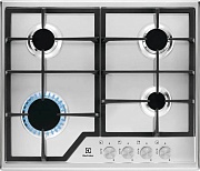 Поверхность газовая Electrolux KGS6426SX (Slimline 600 / Нерж.сталь / чугун. решетки / 4 конфорки (1,9/1,0/1,9/3,0 кВт) / газконтроль / электроподжиг) нержавеющая сталь