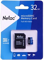 Память micro Secure Digital Card  32Gb class10 Netac / c адаптером SD /NT02P500STN-032G-R/ 