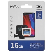 Память micro Secure Digital Card  16Gb class10 Netac / без адаптера SD / NT02P500STN-016G-S/ 