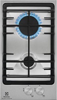 Поверхность газовая Electrolux EGG3322NVX (Domino 300 / Нерж. сталь / чугун. решетки / 2 конфорки (3,0/1,0 кВт) / газконтроль / электроподжиг) нержавеющая сталь