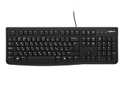 Клавиатура Logitech K120 (USB,waterproof, low profile) OEM 920-002522, русские буквы белые, 1.5м., черная. Черный матовый