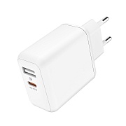 DSP Сетевое зарядное устройство Olmio 43788 (USB+USB Type-C/45W/QC+PD 3.0) белое 