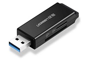 Кардридер UGREEN CM104 (40752) USB 3.0 to TF + SD Dual Card Reader. Цвет: черный Чёрный