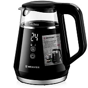 Чайник Brayer BR6105 (1100 Вт / 1 л / стекло / чёрный / контроль температуры) чёрный