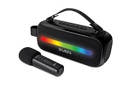 Беспроводная портативная колонка SVEN PS-255 / 2х6W / TWS / USB / Bluetooth / RGB подсветка / Батарея 3600mAh / Микрофон / Чёрный / материал - пластик Чёрный