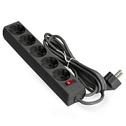 Сетевой фильтр ExeGate SP-5-USB-1.8B (5 евророзеток с заземлением, 2 USB-A 2A, 1.8м, защита от перегрузки, выключатель с подсветкой, черный) Чёрный