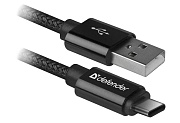 Кабель Defender USB09-03T PRO USB Type-C - USB, плетеный, 1 метр, черный Чёрный