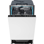 Машина посудомоечная встраиваемая 45 см Haier HDWE9-591RU (9 комплектов / 2 полки / расход воды - 10 л / Aquastop(частично) / А) серебристый