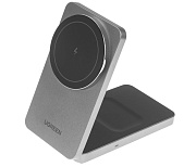 Беспроводное зарядное устройство 2-в-1 UGREEN W528 (7,5W, MagSafe) серый серый