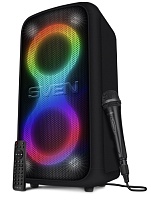 Беспроводная акустическая система SVEN PS-1000 / 2х80W / USB / FM / Bluetooth / LED-display / Батарея 8000 мАh / AC power / Чёрный / материал – пласти Чёрный