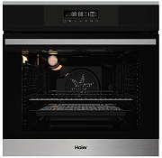 Духовой шкаф Haier HOX-FP3ABX (76 л / Чёрное стекло+нерж.сталь / Гриль / Телескоп.напр.(x1) / Эмаль легкой очистки / Air Fry / A) Чёрный/нержавейка