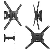 Кронштейн для ТВ ONKRON NP44 чёрный, для 26"-65", наклон 12°, поворот 80°, нагрузка до 35 кг, расстояние до стены 40-210 мм Чёрный