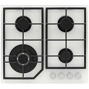 Поверхность газовая KRONA NEBEL 60 WH W (Белое стекло / 4 конфорки / (2/2/3,4/1 кВт) / WOK / чугун. реш. / электроподжиг / газ контроль) белый