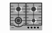 Поверхность газовая Haier HHX-M64RFVLX (Нерж. сталь / чугун. решетки / 4 конфорки (1,75/1,0/1,75/3,8 кВт) / WOK / газконтроль / электроподжиг) нержавеющая сталь