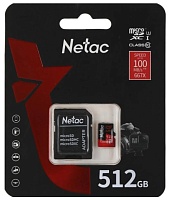Память micro Secure Digital Card 512Gb class10 V30 UHS I U3 Netac / c адаптером SD /NT02P500PRO-512G-R/ 