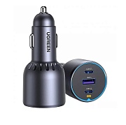 Автомобильное зарядное устройство UGREEN EC703, (USB/Type-C*2/PD/QC/75W), Серое чёрный