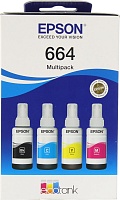 C13T66464A Контейнер комплект Epson C13T66464A/C13T664640 L100 СМYK  (664-ёмкость с чернилами 4*70мл) 