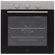 Духовой шкаф KRONA ELEMENT plus 60 IX (78 л / до 260 °C / Чёрное стекло + нерж. сталь / Традиционная очистка / Гриль / Рельефные направляющие / А) Чёрный/нержавейка