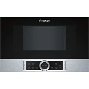 Микроволновая печь встраиваемая Bosch BFL634GS1 (Serie8 / черный/нерж / 21л / ширина - 59,4 см / 900Вт / Autopilot7) Серебристый Чёрный