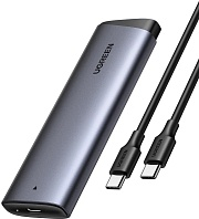 Внешний бокс для SSD M2 Ugreen CM767 (35267) M.2NVME Hard Drive Enclosure 10Gbps с кабелем USB-C-USB-C. Цвет: серый серый