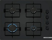 Поверхность газовая Bosch POP6B6K30 (Serie2 / Чёрное стекло / Стальные решетки / 4 конфорки (1,0/1,75/1,75/3кВт) / Газ-контроль / Электроподжиг) чёрный