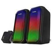 Колонки 2.0 SVEN 435 / 10W / USB-питание / RGB подсветка / Чёрный / корпус - пластик Чёрный