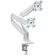 Крепление для двух мониторов ONKRON G200 белый, для 13"-32", наклон 90°, поворот 180°, нагрузка до 18 кг, расстояние до стола 0-605 мм Белый