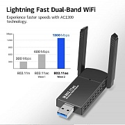 Беспроводной USB 3.0 адаптер Wi-Fi KS-is KS-530 AC1300 Двухдиапазонный Wi-Fi 