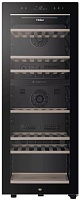 Винный шкаф Haier FWC77GDAE1 (77 бутылок / 8 полок / высота - 127 см / Wi-Fi / 2 зоны) чёрный