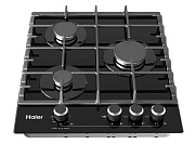 Поверхность газовая Haier HHX-G53CNMB (Узкая, 45см / Черная / 3 конфорки (1/1,75/3 кВт) / закаленное стекло / чугун. решетки / таймер / 5,75 кВт) чёрный