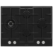 Поверхность газовая KRONA RITTER 67/60 BL (Чёрный / 67см / 4 конфорки / (1,0/2,0/2,9/3,8WOK) кВт / закаленное стекло / чугун. реш.) чёрный