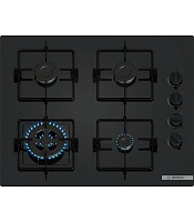 Поверхность газовая Bosch POH6B6K30 (Serie2 / Чёрное стекло / Стальные решетки / 4 конфорки (1,0/1,75/1,75/3,3кВт WOK) / Газ-контроль / Электроподжиг) Чёрный