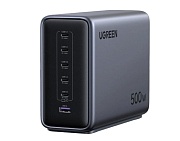 Сетевое зарядное устройство Ugreen X759, (USB/Type-C*5/USB-A/3A/500W/GaN/PD/QC), Серое (55550B) серый