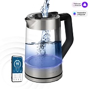 Чайник Polaris PWK 1725CGLD Wi-Fi IQ Home (2200 Вт / 1,7 л / металл-стекло / контроль температуры, управление со смартфона / серебристый) серебристый