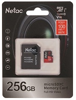 Память micro Secure Digital Card 256Gb class10 V30 UHS I U3 Netac / c адаптером SD /NT02P500PRO-256G-R/ 