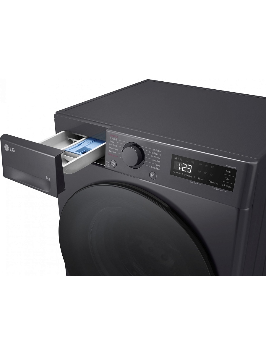 Стиральная машина LG F2WR508S2M (47.5см / 8кг / 1200об / пар / добавление белья / AI DD ™ / Smart Diagnosis / Inverter Direct Drive / A+++ / Чёрная)