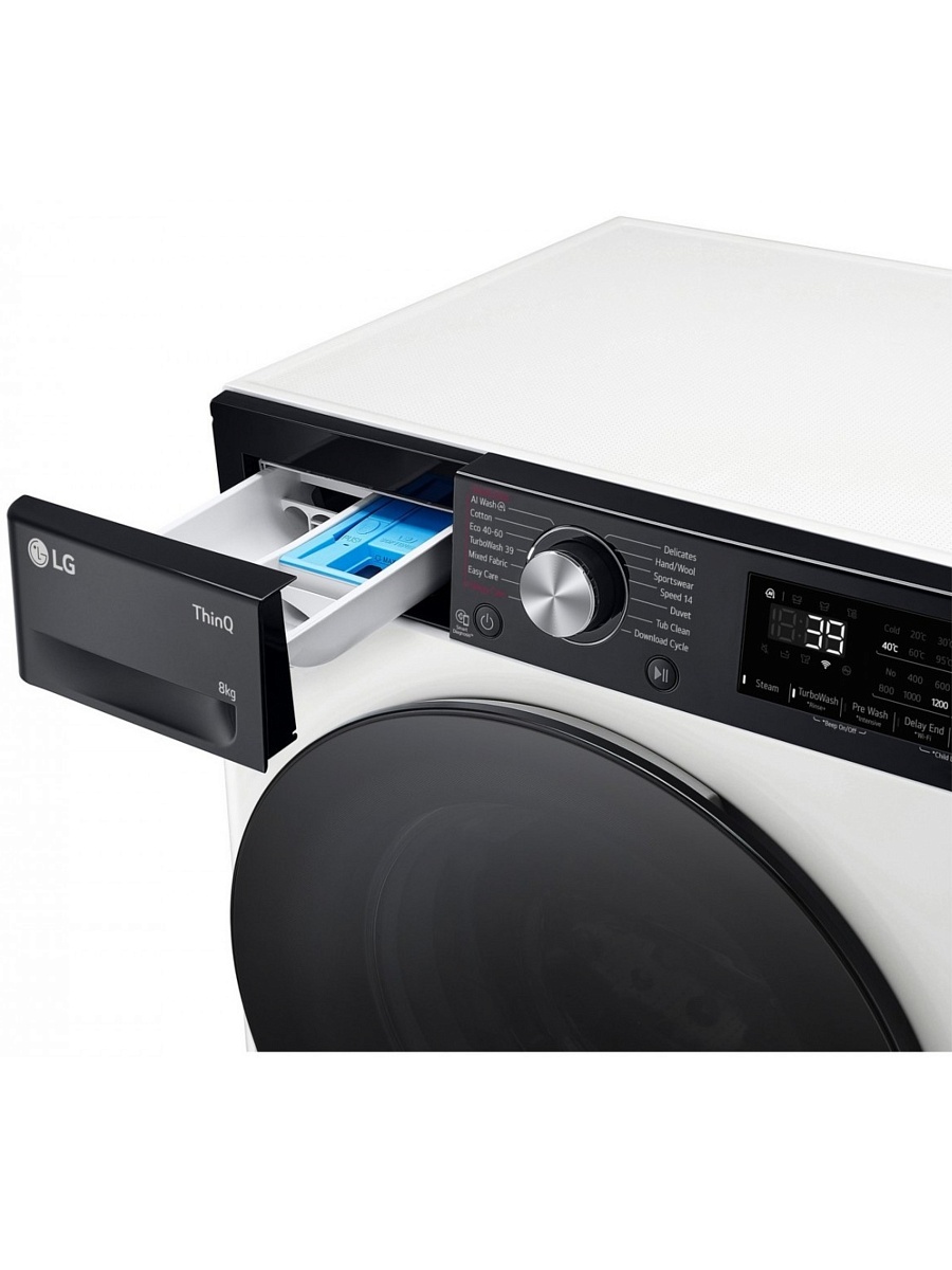 Стиральная машина LG F2WR708S2H (47.5см / 8кг / 1200об / пар / добавление белья / AI DD ™ / TurboWash™ 360˚ / Wi-Fi / Inverter Direct Drive / A+++)