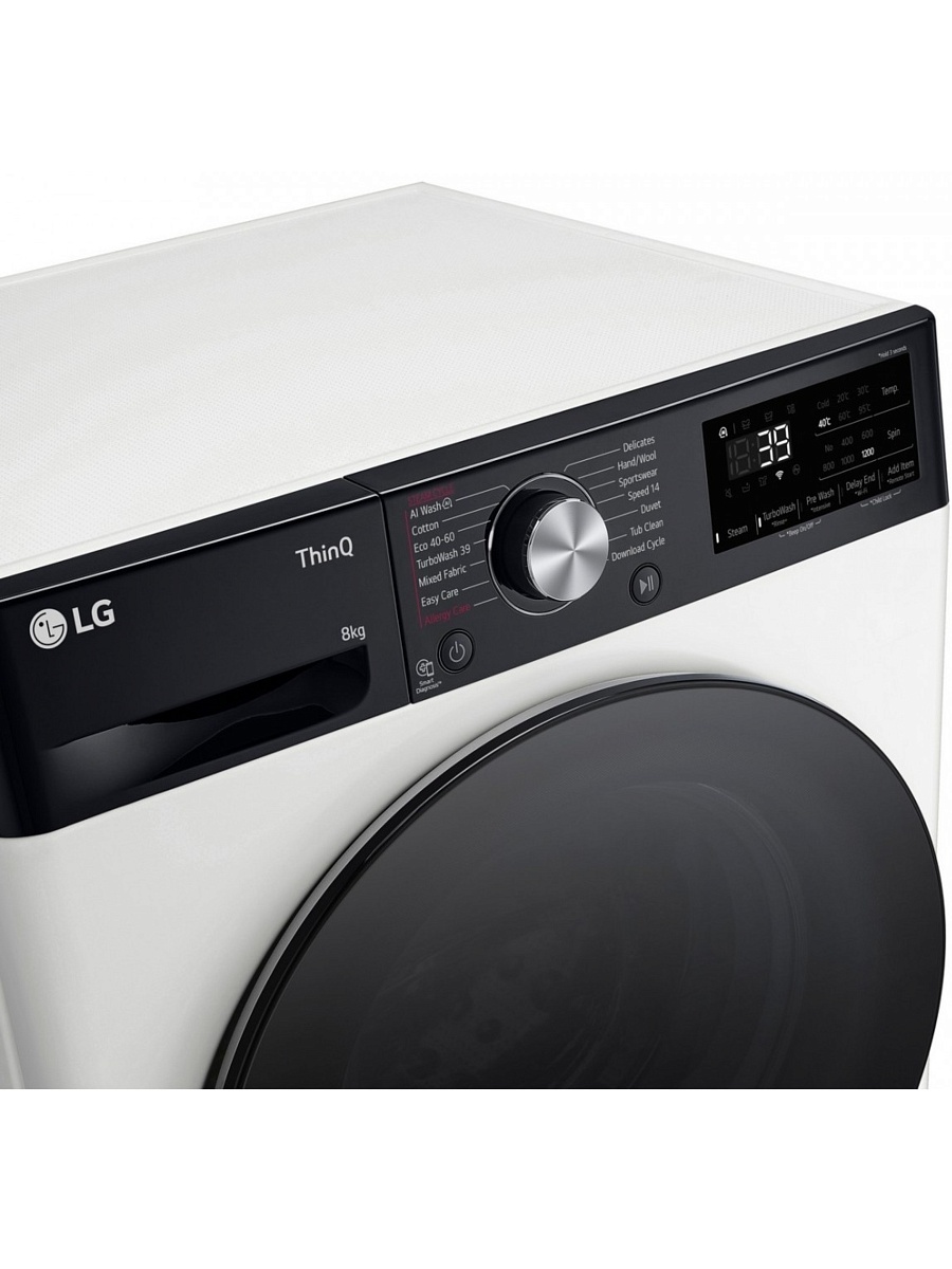 Стиральная машина LG F2WR708S2H (47.5см / 8кг / 1200об / пар / добавление белья / AI DD ™ / TurboWash™ 360˚ / Wi-Fi / Inverter Direct Drive / A+++)