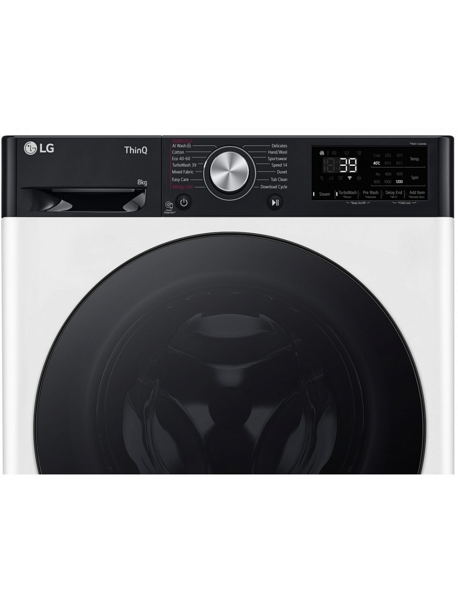 Стиральная машина LG F2WR708S2H (47.5см / 8кг / 1200об / пар / добавление белья / AI DD ™ / TurboWash™ 360˚ / Wi-Fi / Inverter Direct Drive / A+++)